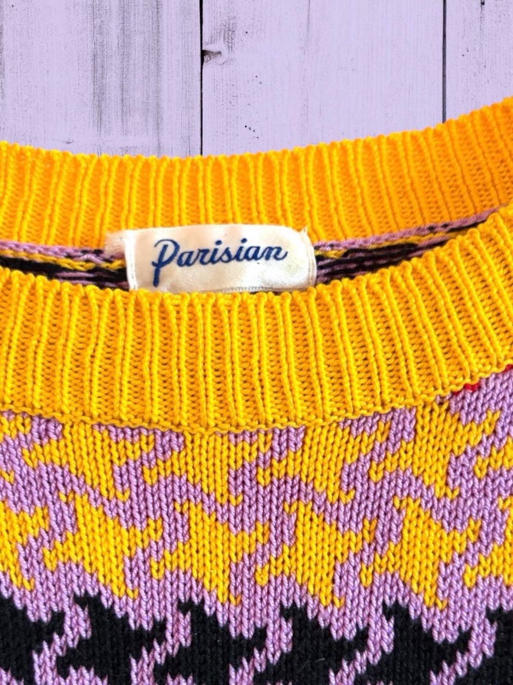 Parisian Works Yellow Multi-Color Houndstooth Kids Sweater - Picture 5 of 7